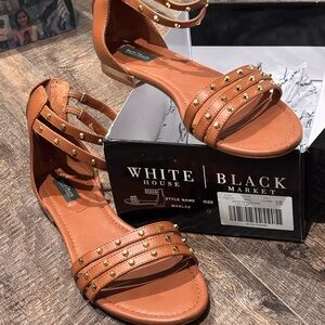 White House Black Market Women's Brown Studded Sandals